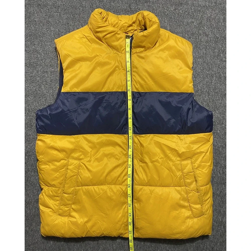 Old Navy Boys Gold Navy Blue Full Zip Puffer Vest Size L 10/12